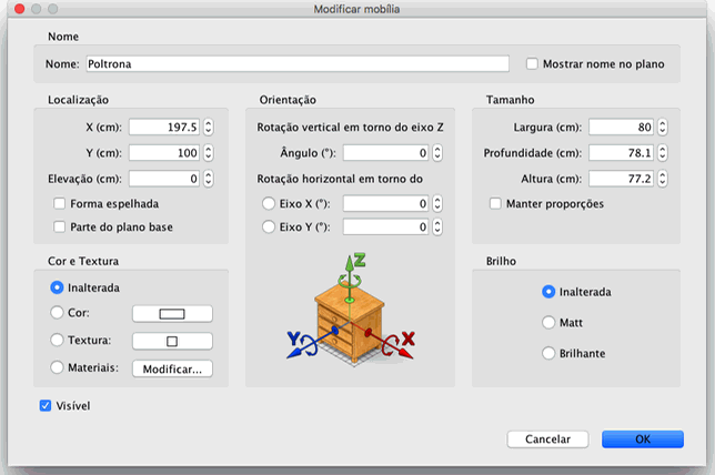 Editing furniture attributes